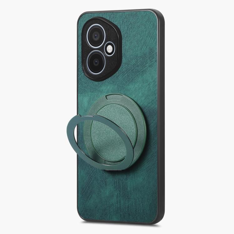 For Honor 400 Global 156.5mm Retro Leather Rotation Round Holder Phone Case
