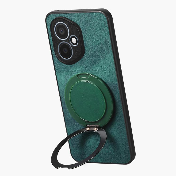 For Honor 400 Global 156.5mm Retro Leather Rotation Round Holder Phone Case