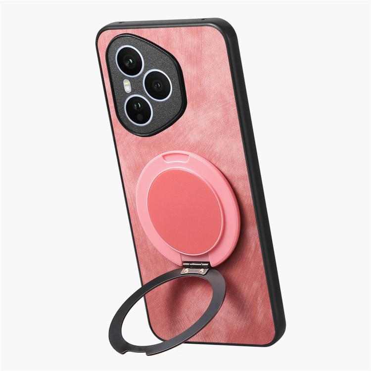 For Honor 400 Pro Global 160.8mm Retro Leather Rotation Round Holder Phone Case
