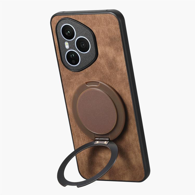 For Honor 400 Pro Global 160.8mm Retro Leather Rotation Round Holder Phone Case