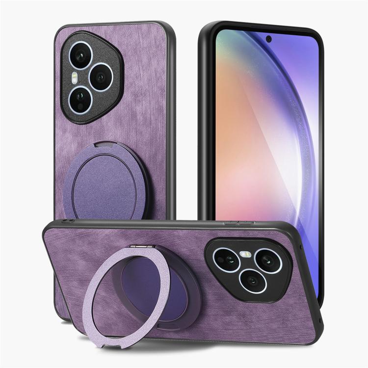 For Honor 400 Pro Global 160.8mm Retro Leather Rotation Round Holder Phone Case