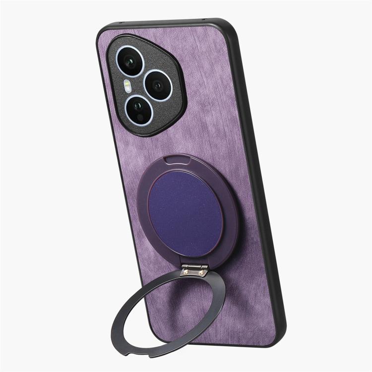 For Honor 400 Pro Global 160.8mm Retro Leather Rotation Round Holder Phone Case
