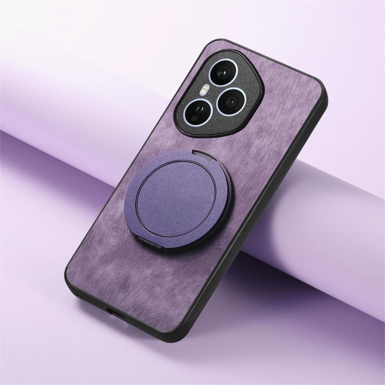 For Honor 400 Pro Global 160.8mm Retro Leather Rotation Round Holder Phone Case