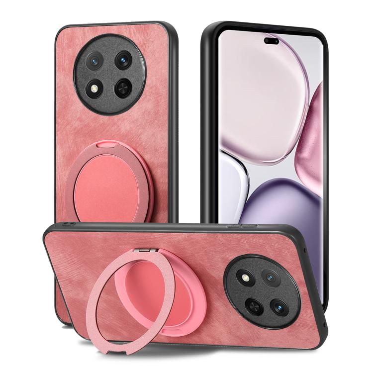 For Honor Magic7 Lite Retro Leather Rotation Round Holder Phone Case