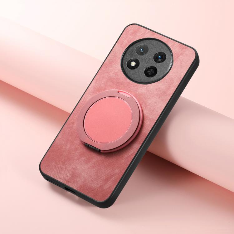 For Honor Magic7 Lite Retro Leather Rotation Round Holder Phone Case