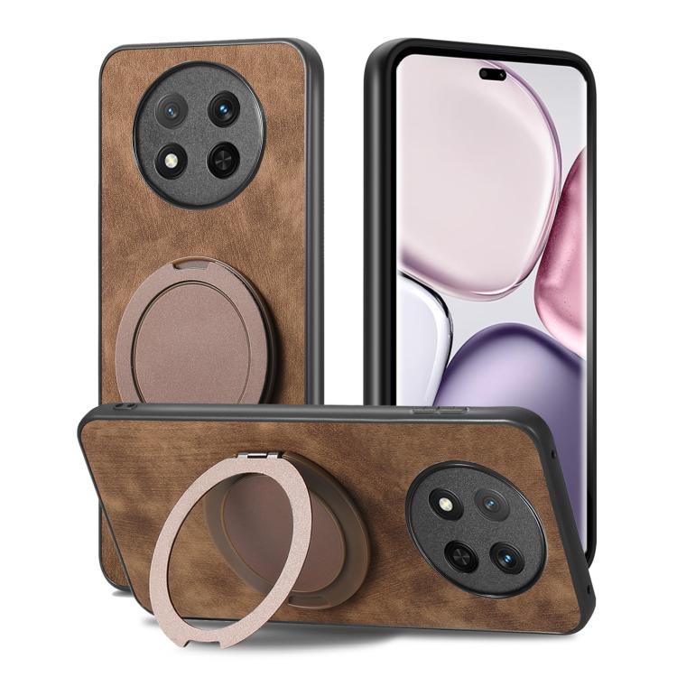 For Honor Magic7 Lite Retro Leather Rotation Round Holder Phone Case
