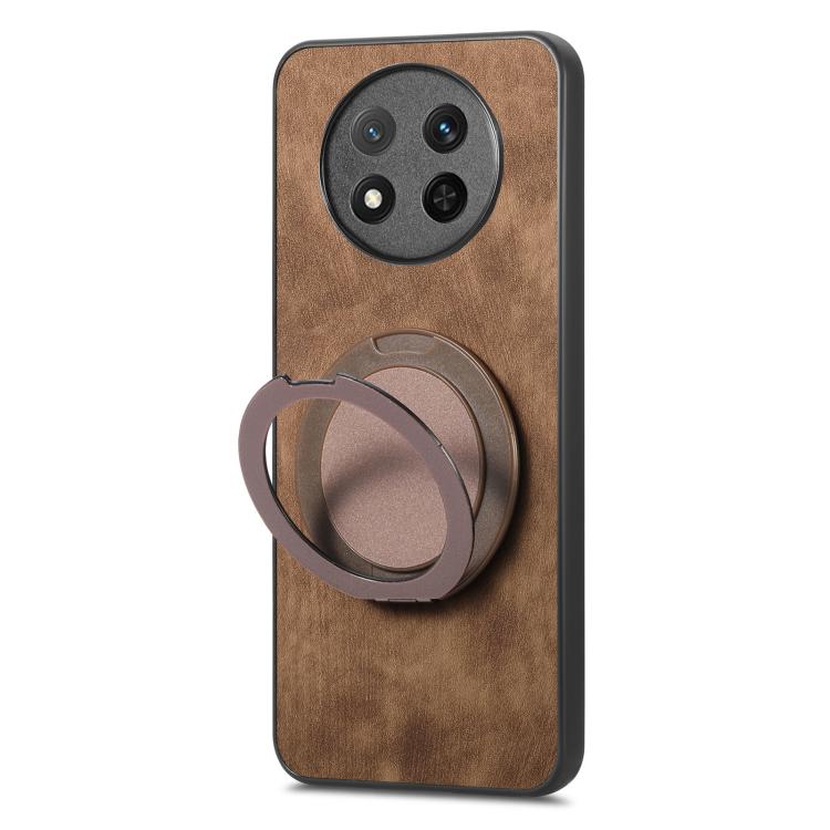 For Honor Magic7 Lite Retro Leather Rotation Round Holder Phone Case