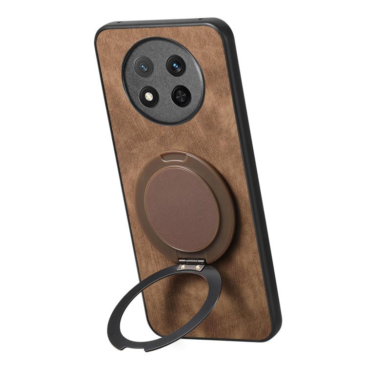For Honor Magic7 Lite Retro Leather Rotation Round Holder Phone Case
