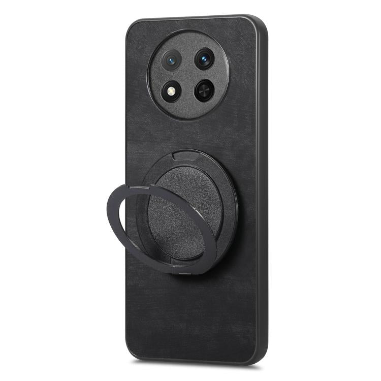 For Honor Magic7 Lite Retro Leather Rotation Round Holder Phone Case