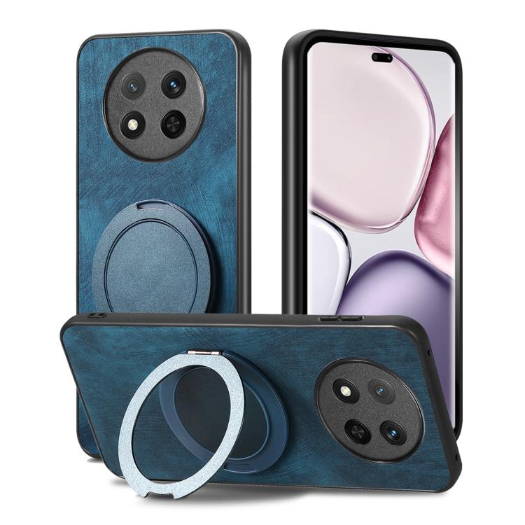 For Honor Magic7 Lite Retro Leather Rotation Round Holder Phone Case
