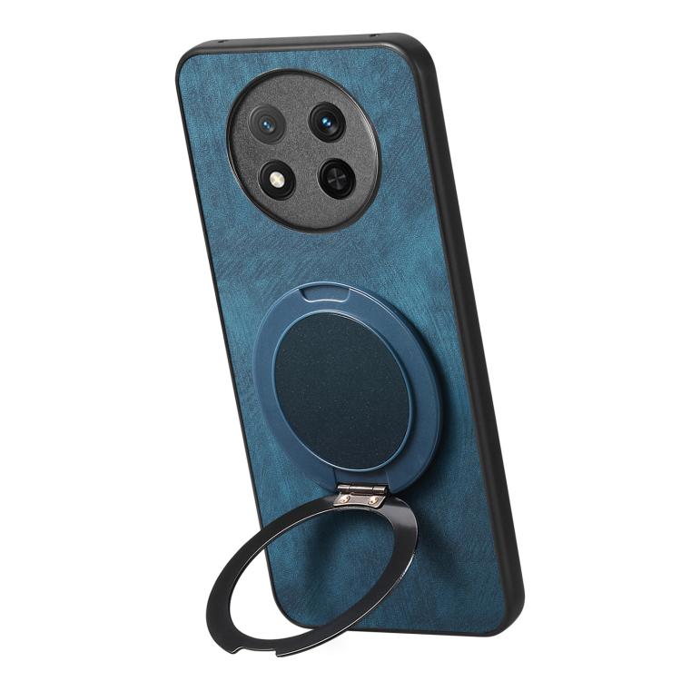 For Honor Magic7 Lite Retro Leather Rotation Round Holder Phone Case