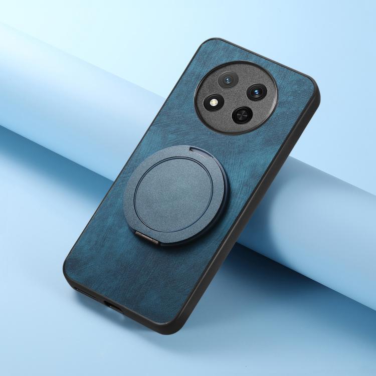 For Honor Magic7 Lite Retro Leather Rotation Round Holder Phone Case