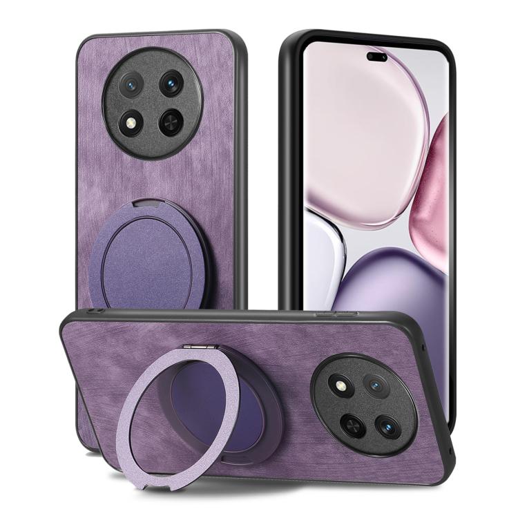 For Honor Magic7 Lite Retro Leather Rotation Round Holder Phone Case