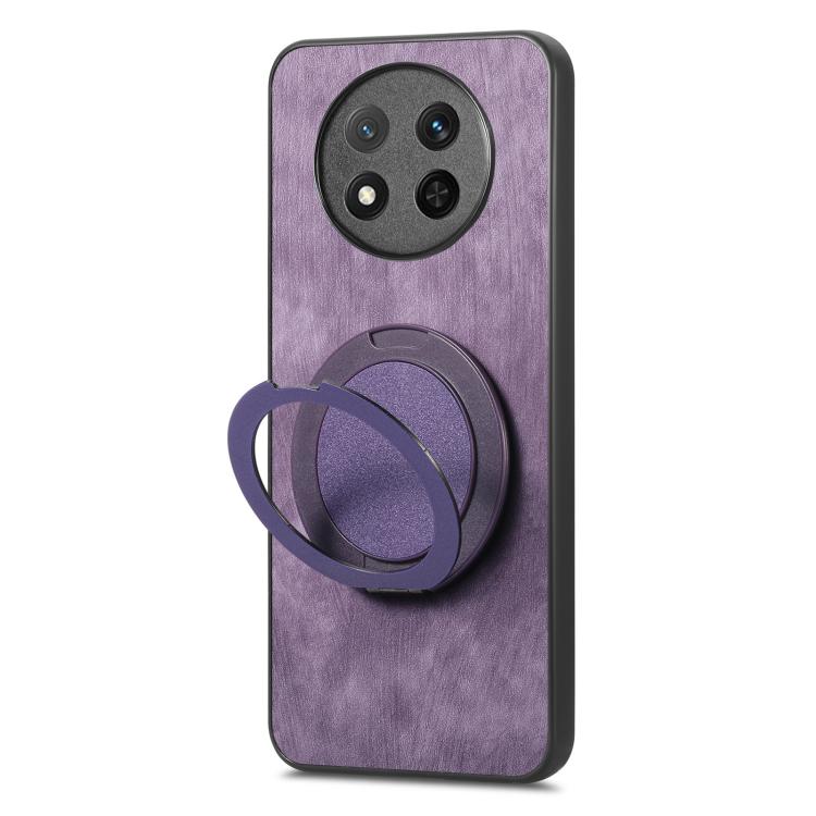 For Honor Magic7 Lite Retro Leather Rotation Round Holder Phone Case
