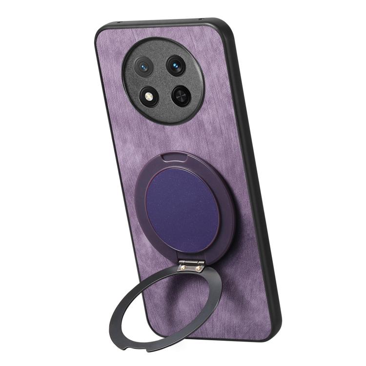 For Honor Magic7 Lite Retro Leather Rotation Round Holder Phone Case