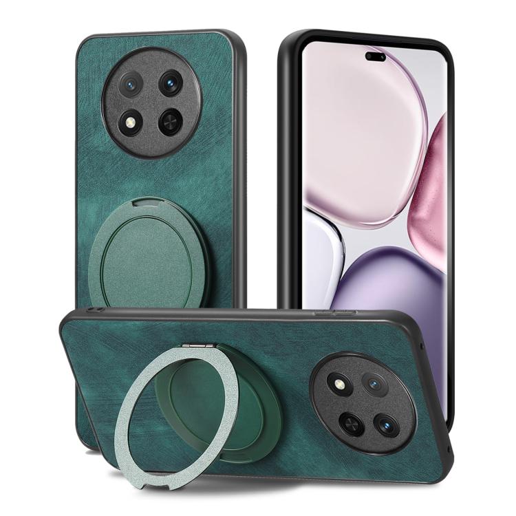 For Honor Magic7 Lite Retro Leather Rotation Round Holder Phone Case