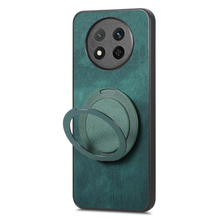 For Honor Magic7 Lite Retro Leather Rotation Round Holder Phone Case