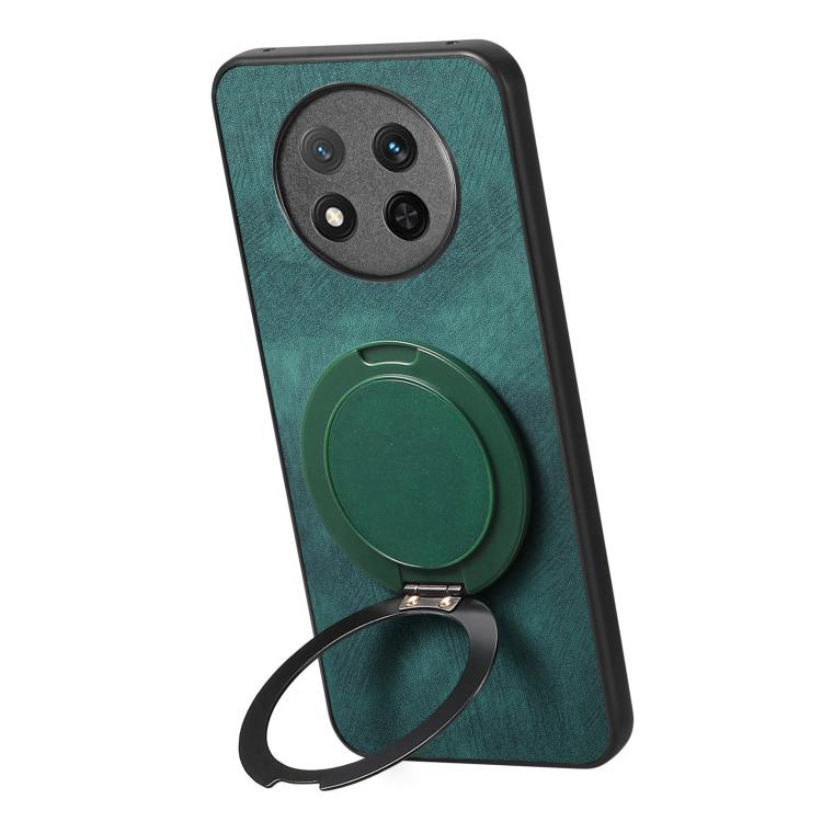 For Honor Magic7 Lite Retro Leather Rotation Round Holder Phone Case
