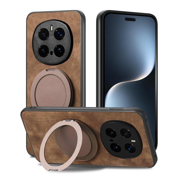 For Honor Magic7 Pro Retro Leather Rotation Round Holder Phone Case