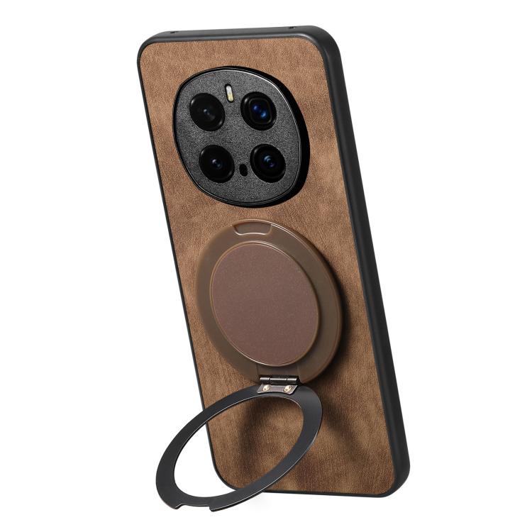 For Honor Magic7 Pro Retro Leather Rotation Round Holder Phone Case