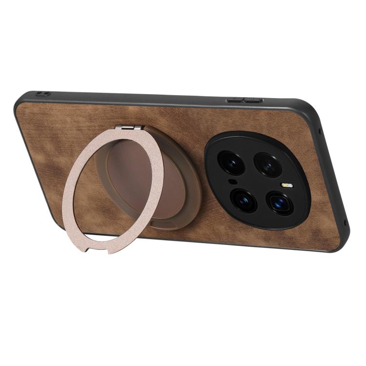 For Honor Magic7 Pro Retro Leather Rotation Round Holder Phone Case