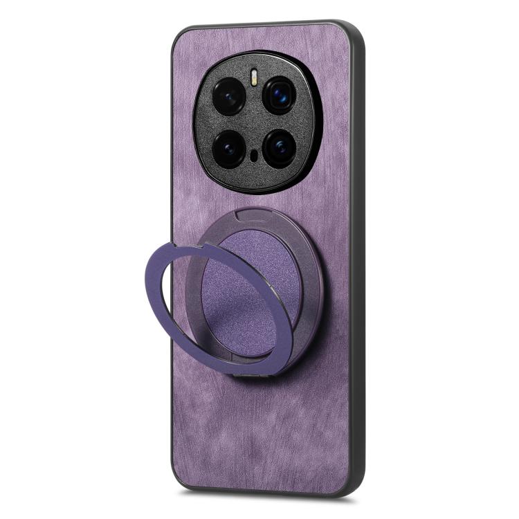 For Honor Magic7 Pro Retro Leather Rotation Round Holder Phone Case