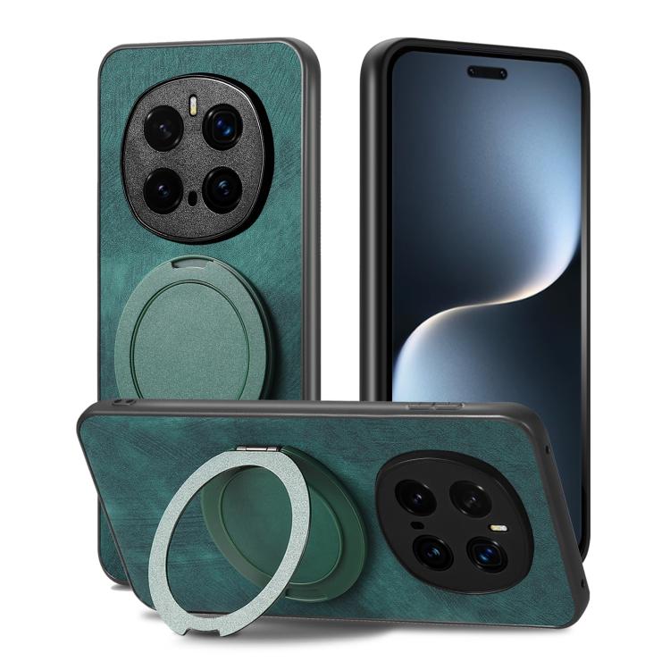 For Honor Magic7 Pro Retro Leather Rotation Round Holder Phone Case