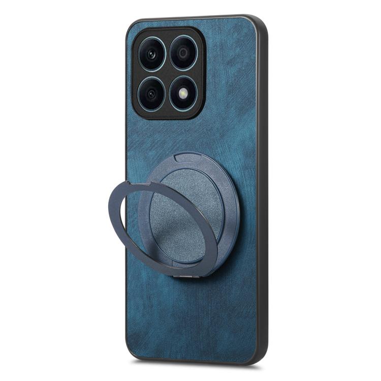 For Honor X8 5G Retro Leather Rotation Round Holder Phone Case