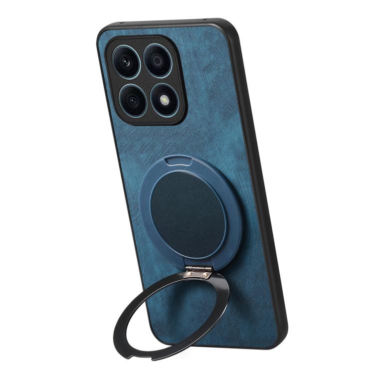 For Honor X8 5G Retro Leather Rotation Round Holder Phone Case