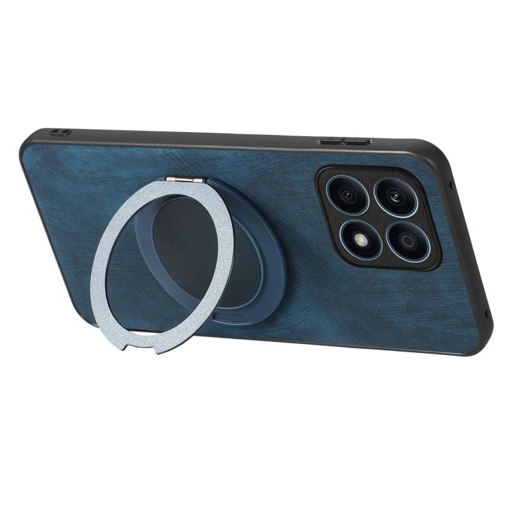 For Honor X8 5G Retro Leather Rotation Round Holder Phone Case