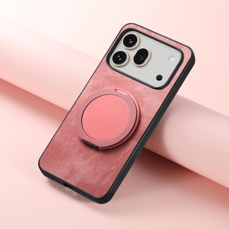 For Honor 600 Global Retro Leather Rotation Round Holder Phone Case