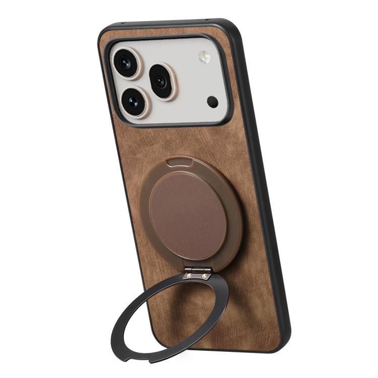 For Honor 600 Global Retro Leather Rotation Round Holder Phone Case