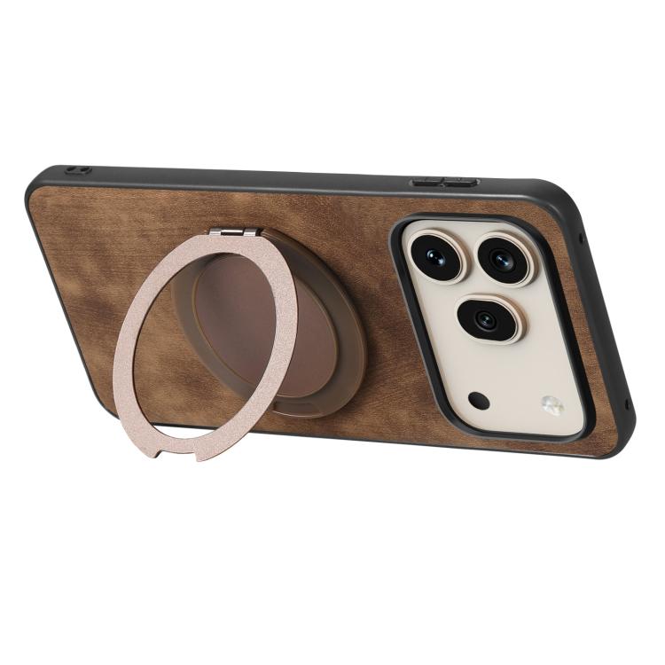 For Honor 600 Global Retro Leather Rotation Round Holder Phone Case
