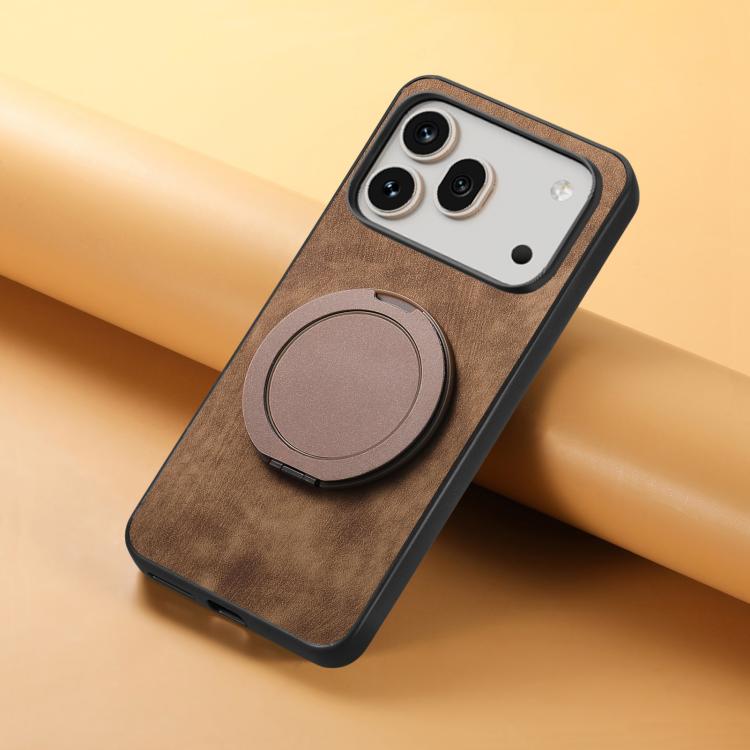 For Honor 600 Global Retro Leather Rotation Round Holder Phone Case