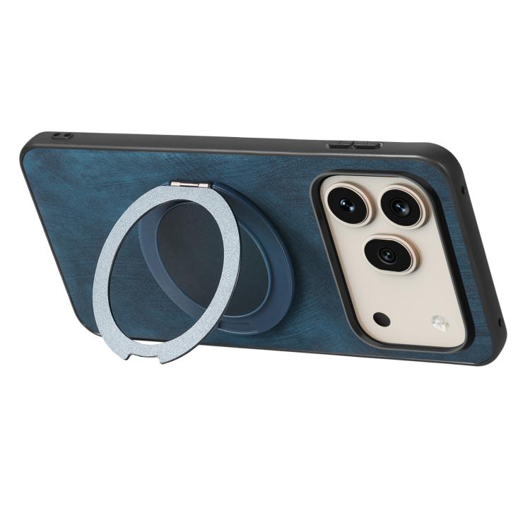 For Honor 600 Global Retro Leather Rotation Round Holder Phone Case