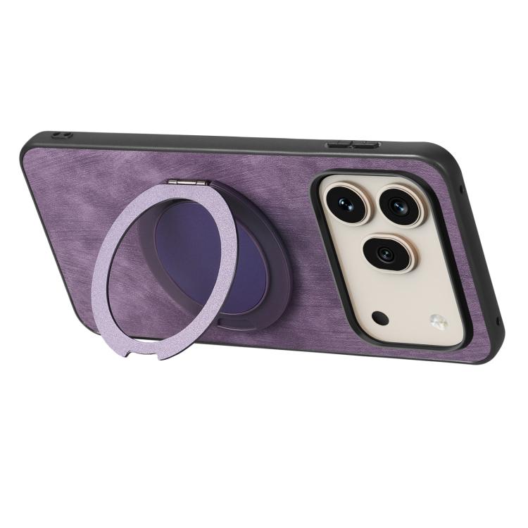 For Honor 600 Global Retro Leather Rotation Round Holder Phone Case