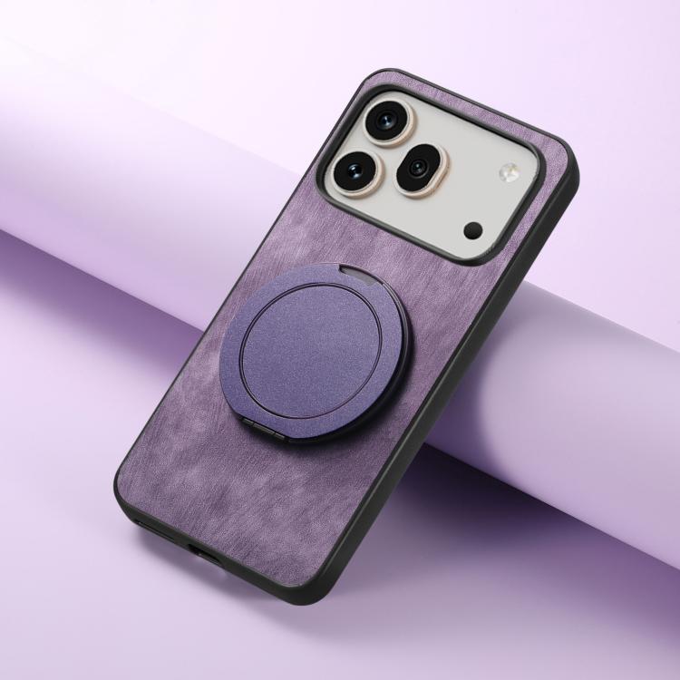 For Honor 600 Global Retro Leather Rotation Round Holder Phone Case