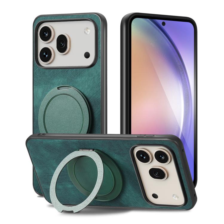 For Honor 600 Global Retro Leather Rotation Round Holder Phone Case