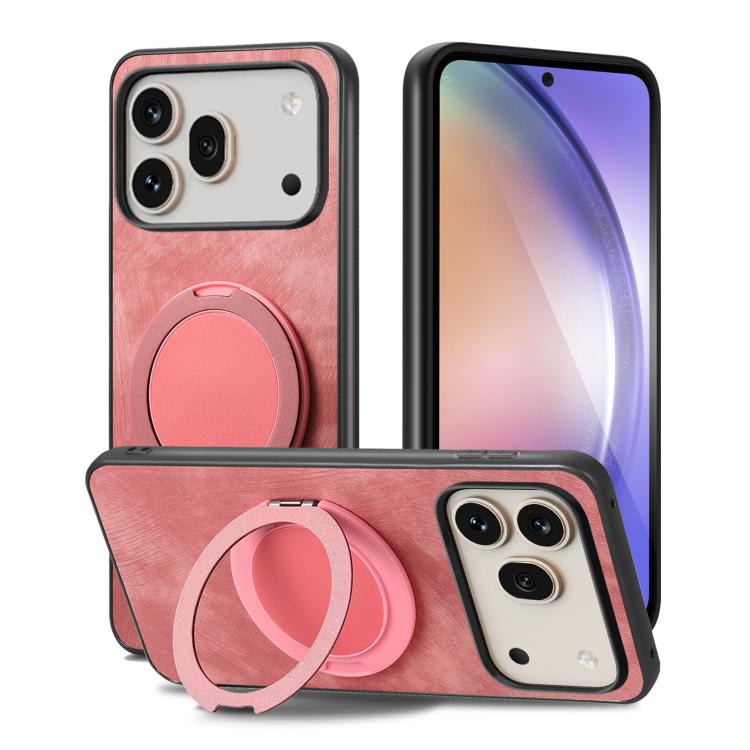 For Honor 600 Pro Global Retro Leather Rotation Round Holder Phone Case
