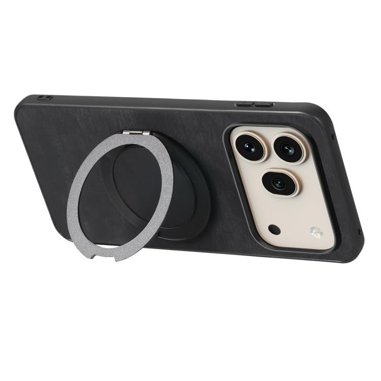 For Honor 600 Pro Global Retro Leather Rotation Round Holder Phone Case