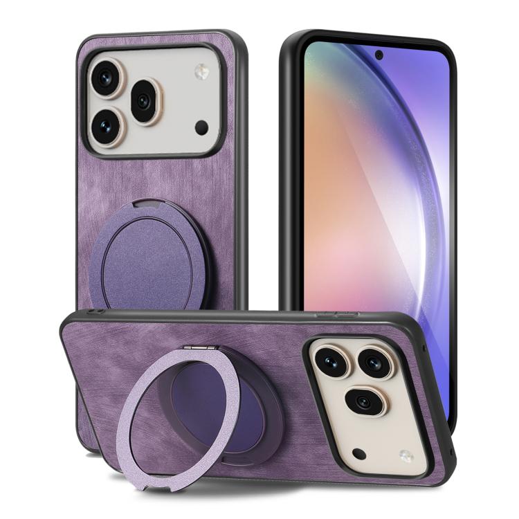 For Honor 600 Pro Global Retro Leather Rotation Round Holder Phone Case