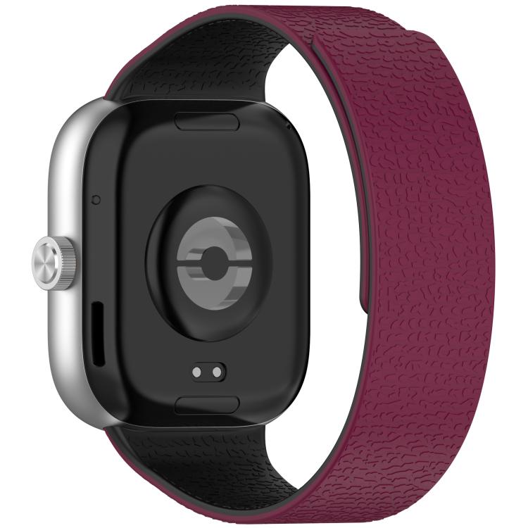 For Xiaomi Band 10 Pro / 9 Pro / Redmi Watch 6 Metal Plug Lychee Texture Soft Magnetic Silicone Watch Band