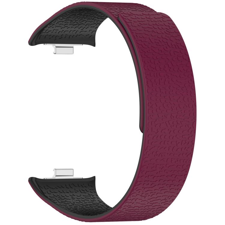 For Xiaomi Band 10 Pro / 9 Pro / Redmi Watch 6 Metal Plug Lychee Texture Soft Magnetic Silicone Watch Band