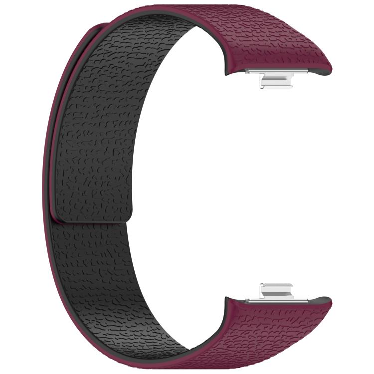 For Xiaomi Band 10 Pro / 9 Pro / Redmi Watch 6 Metal Plug Lychee Texture Soft Magnetic Silicone Watch Band