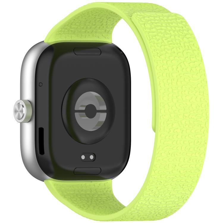 For Xiaomi Band 10 Pro / 9 Pro / Redmi Watch 6 Metal Plug Lychee Texture Soft Magnetic Silicone Watch Band