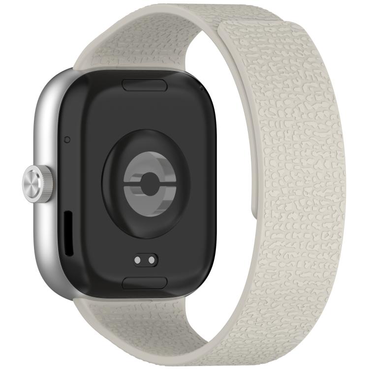 For Xiaomi Band 10 Pro / 9 Pro / Redmi Watch 6 Metal Plug Lychee Texture Soft Magnetic Silicone Watch Band
