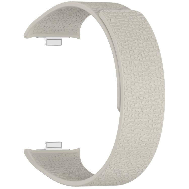 For Xiaomi Band 10 Pro / 9 Pro / Redmi Watch 6 Metal Plug Lychee Texture Soft Magnetic Silicone Watch Band