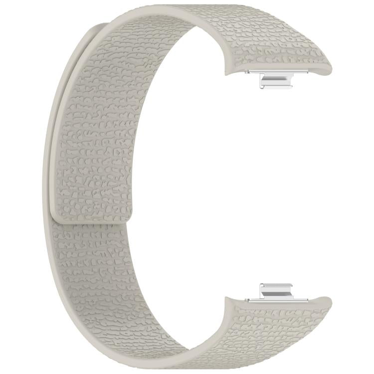 For Xiaomi Band 10 Pro / 9 Pro / Redmi Watch 6 Metal Plug Lychee Texture Soft Magnetic Silicone Watch Band