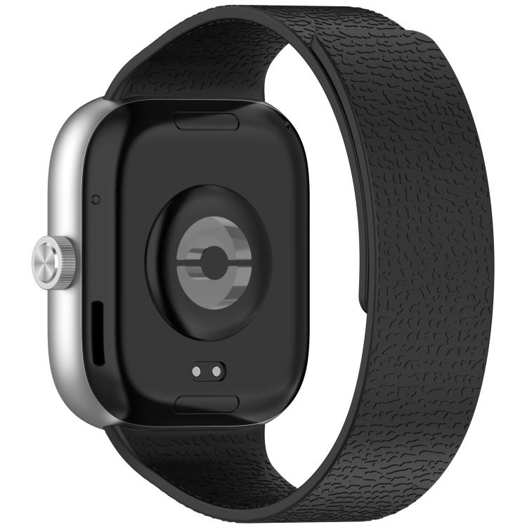 For Xiaomi Band 10 Pro / 9 Pro / Redmi Watch 6 Metal Plug Lychee Texture Soft Magnetic Silicone Watch Band