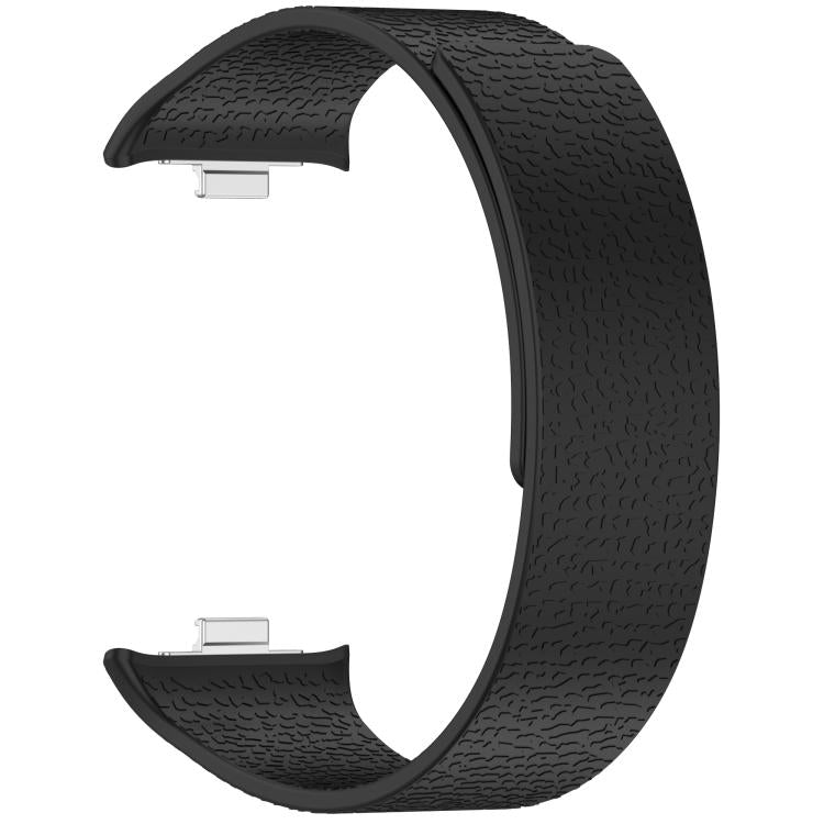 For Xiaomi Band 10 Pro / 9 Pro / Redmi Watch 6 Metal Plug Lychee Texture Soft Magnetic Silicone Watch Band